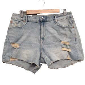 Levi's Denizen Women Sz 14 Distressed Cut Off Denim Stretch Shorts Blue NWT